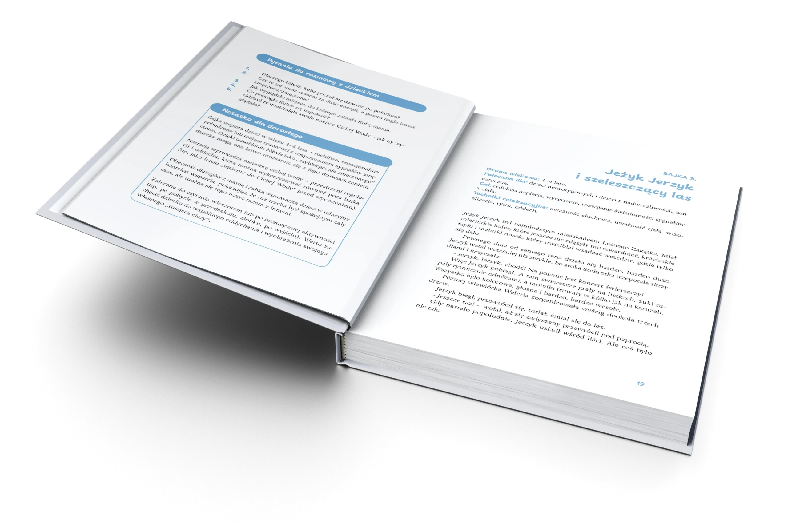 Skład książki dla&nbsp;dzieci – rozkładówka z&nbsp;tekstem i&nbsp;ilustracją