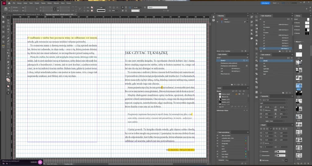 Przykłady popularnych błędów typograficznych poprawionych czerwonym pisakiem przez&nbsp;profesjonalnego korektora - techniczny skład książki