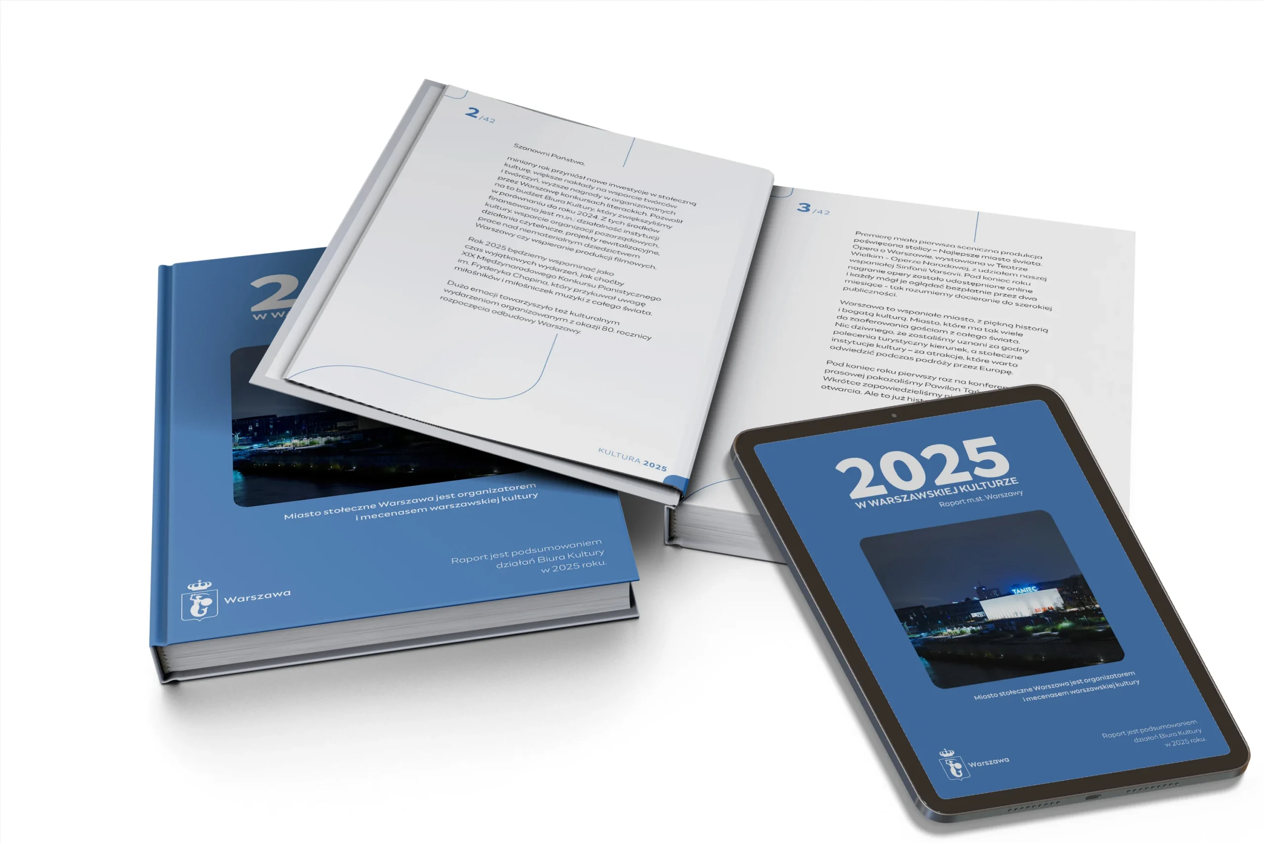 Główny mockup projektu 2025 W WARSZAWSKIEJ KULTURZE Raport m.st. Warszawy