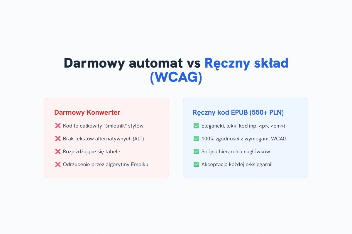 Dlaczego darmowy automat do EPUB nie działa - weryfikacja i WCAG