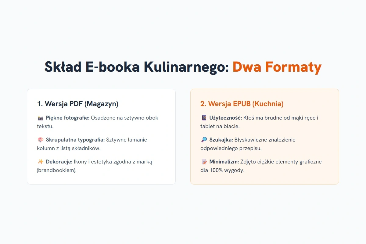 Skład książki kulinarnej - piękny PDF i użyteczny EPUB w kuchni