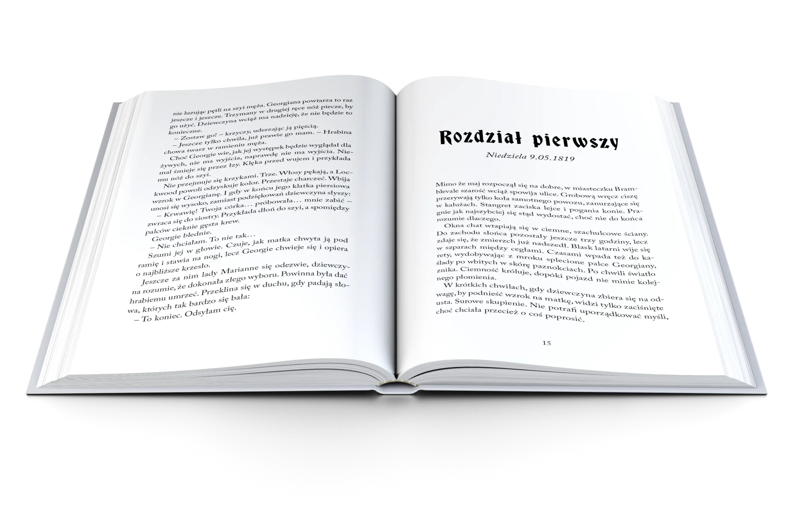 Układ typograficzny otwarcia rozdziału - skład tekstu Taniec z duchem